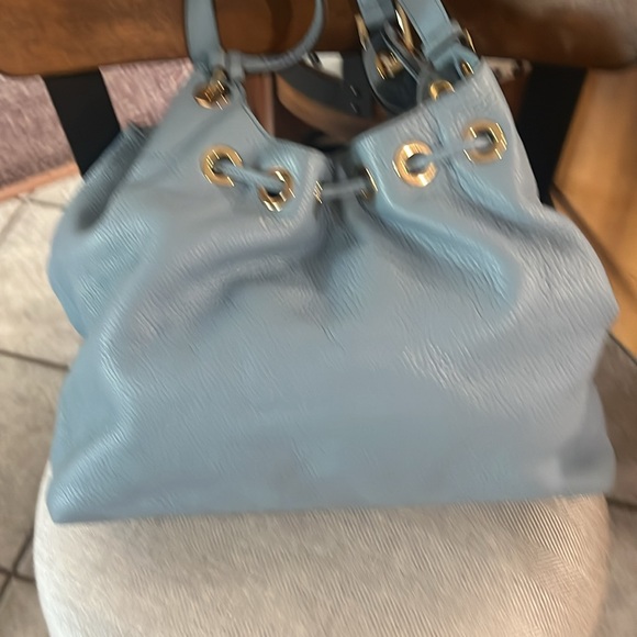 Elegant Blue Leather Tote Bag.  Soft Leather. - Picture 2 of 4